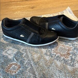 Lacoste Black and White Slip-On Sneakers